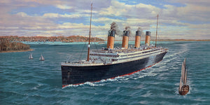 Titanic passing Cowes Limited edition print signed by the artist Simon Fisher and survivor Millvina Dean.